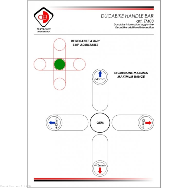 Adjustable Clipon Bar Tube Set by Ducabike Ducati / Supersport S / 2018