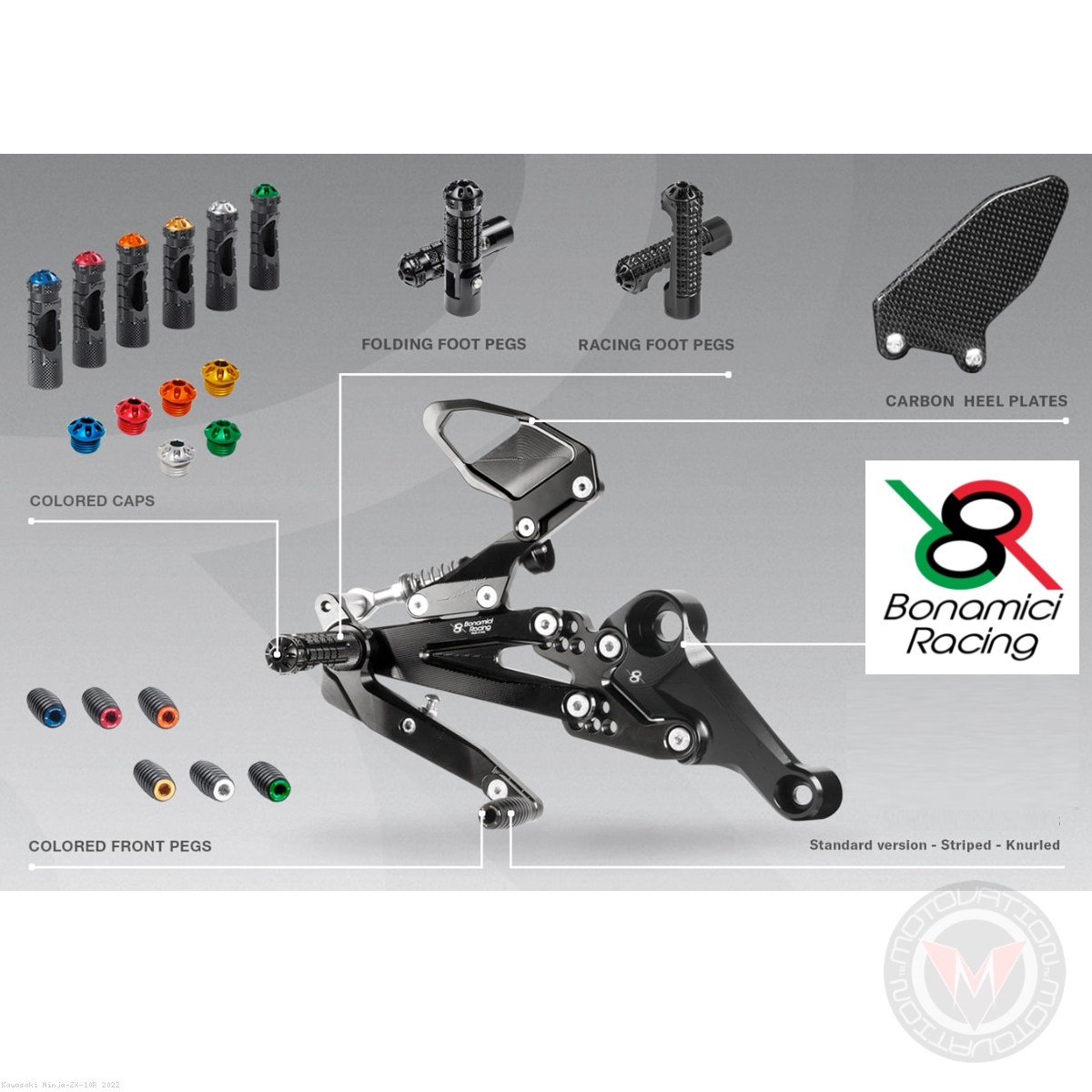 Adjustable Rearsets by Bonamici Kawasaki / Ninja ZX-10R / 2022 Adjustable Rearsets by Bonamici Kawasaki / Ninja ZX-10R / 2022