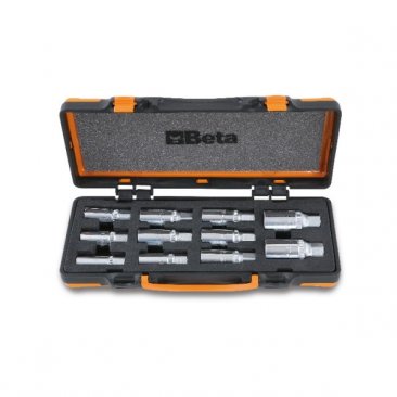 Set of 11 roller stud extractors in metal case by Beta Tools