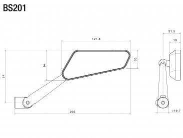 "Circuit 744" Side Mount Style Universal Mirror by Rizoma