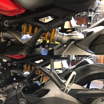 Exhaust Hanger Bracket with Passenger Peg Blockoff by Evotech Performance Ducati / Monster 1200 / 2021