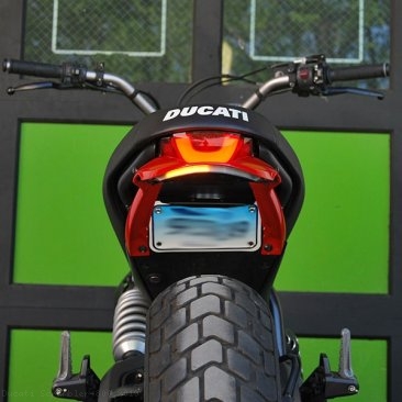 Motorrad hinterer Kennzeichenhalter Rahmenhalterung mit LED-Rücklicht für Ducati Scrambler Cafe Racer 800 Scrambler800 2019-2022 Color : Black 