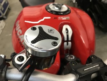 Carbon Inlay Front Brake and Clutch Fluid Tank Cap Set by Ducabike Ducati / Hypermotard 950 / 2023