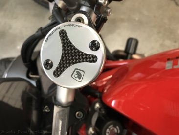 Carbon Inlay Front Brake and Clutch Fluid Tank Cap Set by Ducabike Ducati / Monster 1200 / 2019