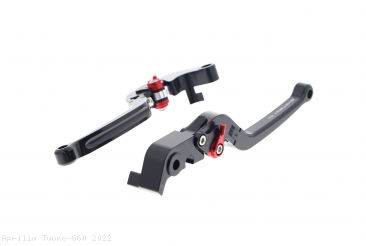 Standard Length Folding Brake And Clutch Lever Set by Evotech Aprilia / Tuono 660 / 2022