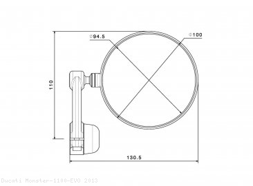 Rizoma SPY-ARM 94 Bar End Mirror Ducati / Monster 1100 EVO / 2013