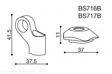 Rizoma RIGHT Mirror Adapter BS717B Ducati / Multistrada 1200 / 2011