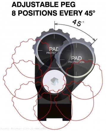 Eccentric Adjustable Footpeg Adapters by Rizoma Ducati / Monster 1200 25 ANNIVERSARIO / 2018