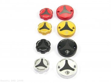 Carbon Inlay Front Brake and Clutch Fluid Tank Cap Set by Ducabike Ducati / 848 / 2009