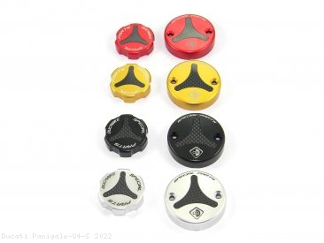 Carbon Inlay Front Brake and Clutch Fluid Tank Cap Set by Ducabike Ducati / Panigale V4 S / 2022