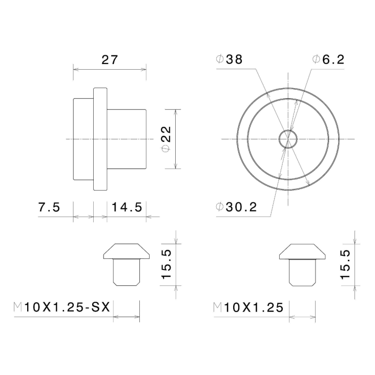 BS738B Rizoma Adapter for Bar End Mirrors