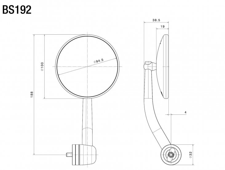 "Spirit RS" Bar End Style Mirror by Rizoma