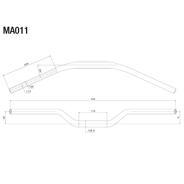 Rizoma Conical Tapered Handle Bars 29-22mm MA011