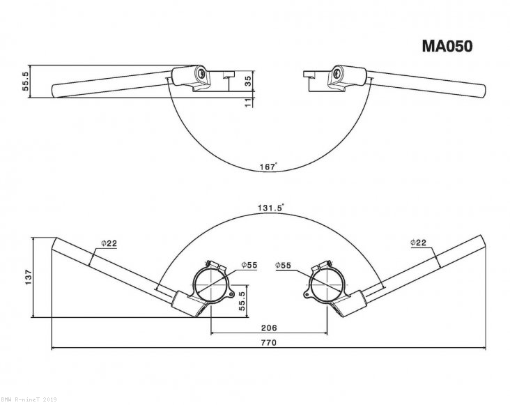Clip On Kit by Rizoma BMW / R nineT / 2019