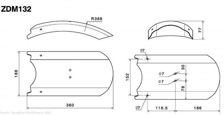 Aluminum Rear Fender by Rizoma Ducati / Scrambler 800 Classic / 2015