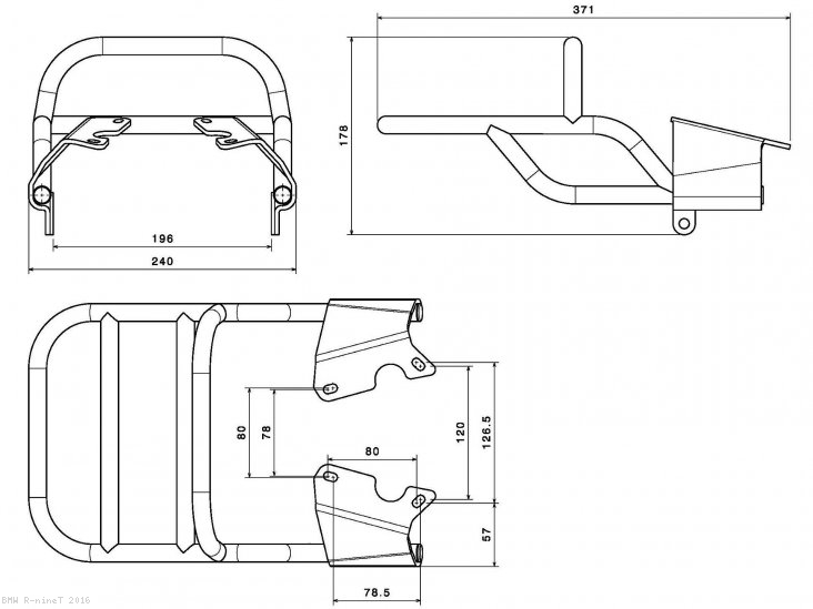 Rear Bag Support Rack by Rizoma BMW / R nineT / 2016