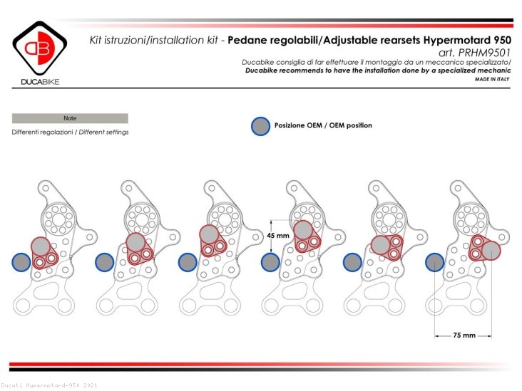 Adjustable Rearsets by Ducabike Ducati / Hypermotard 950 / 2021